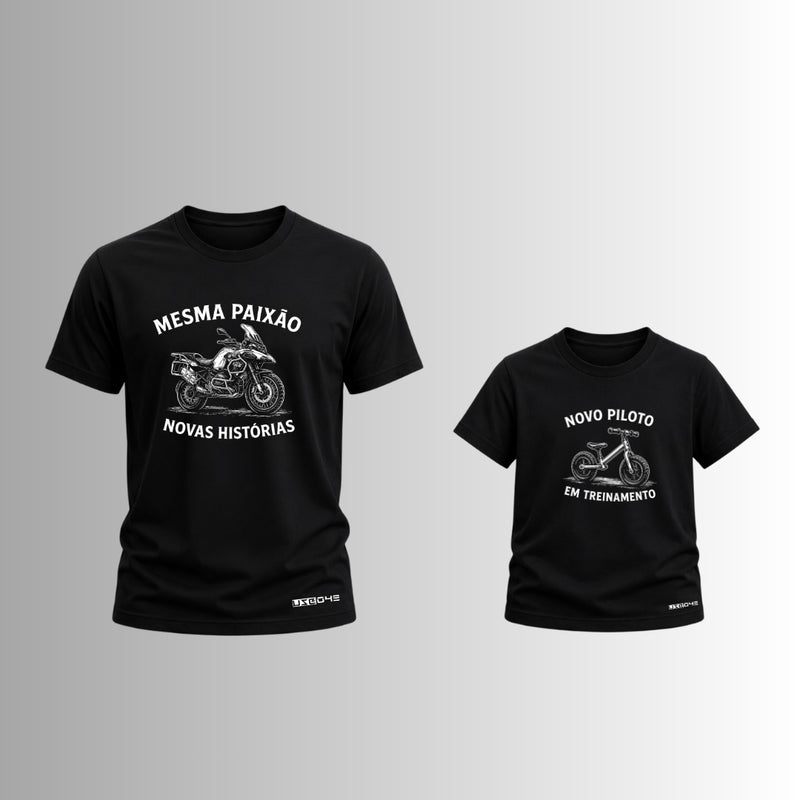 Camiseta Novas Histórias em Treinamento Pai e Filho